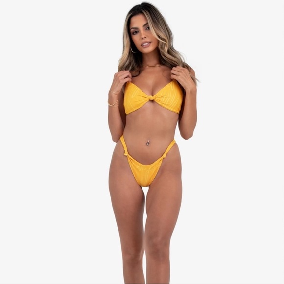 Kittenish Other - Kittenish Yellow Stay Wild Cheeky Bikini Swimsuit Size Large Brand New W/Tags